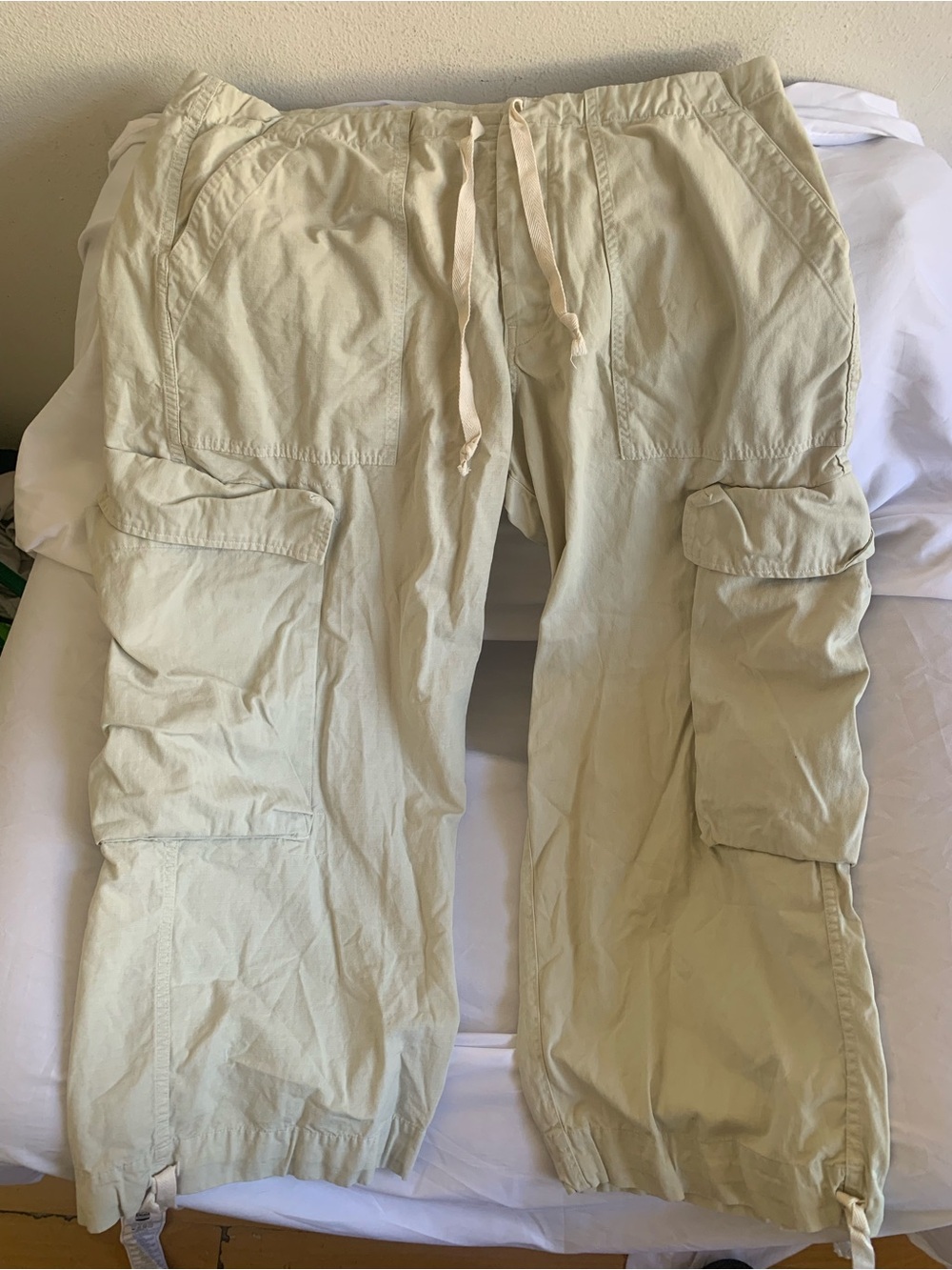 Greg Lauren Mixed Wide Leg Cargo Pants Size 40 x 30 (5) Beige XXL Men’s